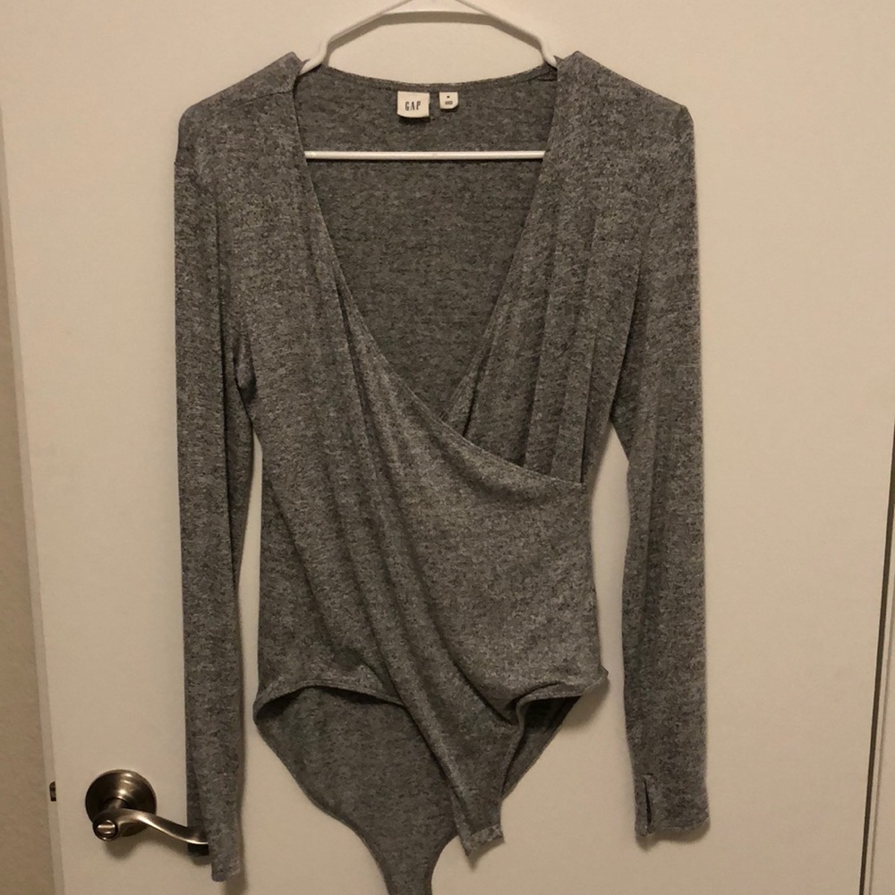 GAP Gray Long Sleeve Wrap Top